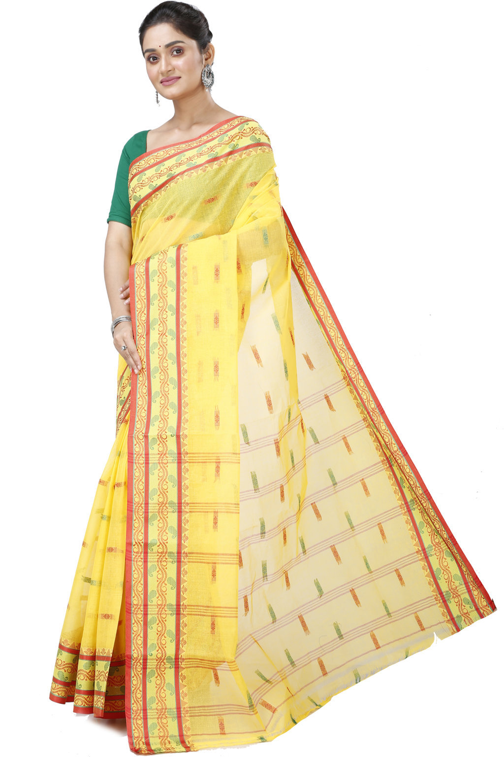Yellow Pure Cotton Gayatri Tant Saree (944)